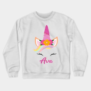 name ava unicorn Flowers Crewneck Sweatshirt